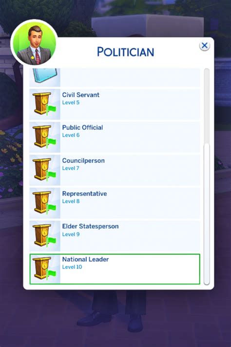 sims 4 promotion cheat politician